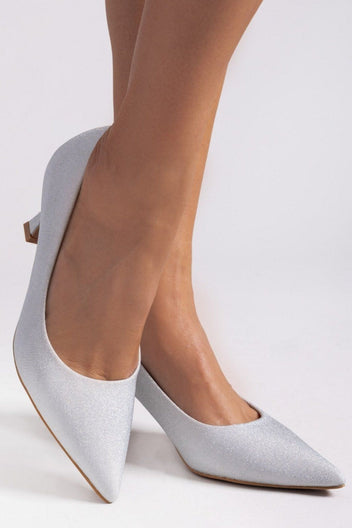 Γόβες μυτερές με glitter ERYNN - Ασημί - thefashionproject.gr - ERYNN