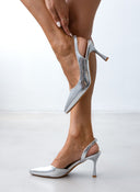 Γόβες μυτερές με λουράκι - Ασημί - thefashionproject.gr - CM Paris