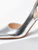 Γόβες μυτερές με λουράκι - Ασημί - thefashionproject.gr - CM Paris