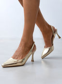 Γόβες μυτερές με λουράκι - Χρυσό - thefashionproject.gr - CM Paris