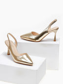 Γόβες μυτερές με λουράκι - Χρυσό - thefashionproject.gr - CM Paris