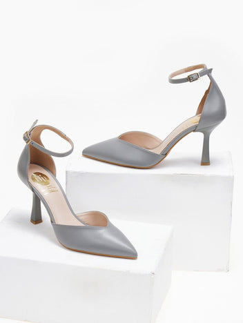 Γόβες μυτερές με μπαρέτα TFP - Γκρι - thefashionproject.gr - TFP