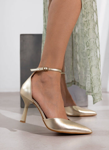 Γόβες μυτερές με μπαρέτα TFP - Χρυσό - thefashionproject.gr - TFP