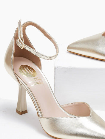 Γόβες μυτερές με μπαρέτα TFP - Χρυσό - thefashionproject.gr - TFP