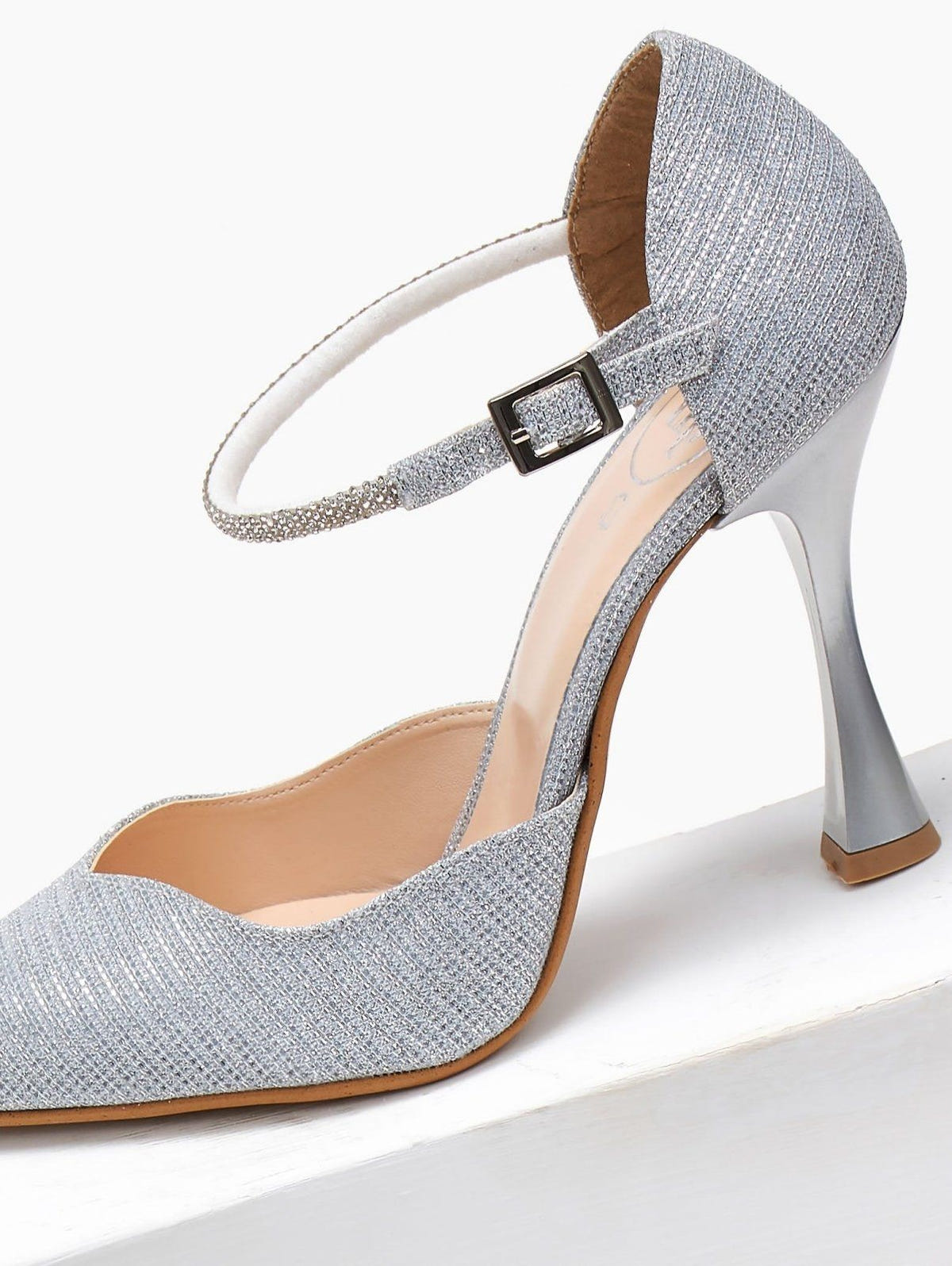 Γόβες μυτερές με στρας μπαρέτα TFP - Ασημί - thefashionproject.gr - TFP