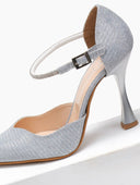 Γόβες μυτερές με στρας μπαρέτα TFP - Ασημί - thefashionproject.gr - TFP