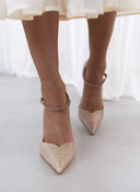Γόβες μυτερές με στρας μπαρέτα TFP - Nude - thefashionproject.gr - TFP