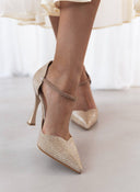 Γόβες μυτερές με στρας μπαρέτα TFP - Nude - thefashionproject.gr - TFP