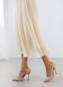 Γόβες μυτερές με στρας μπαρέτα TFP - Nude - thefashionproject.gr - TFP