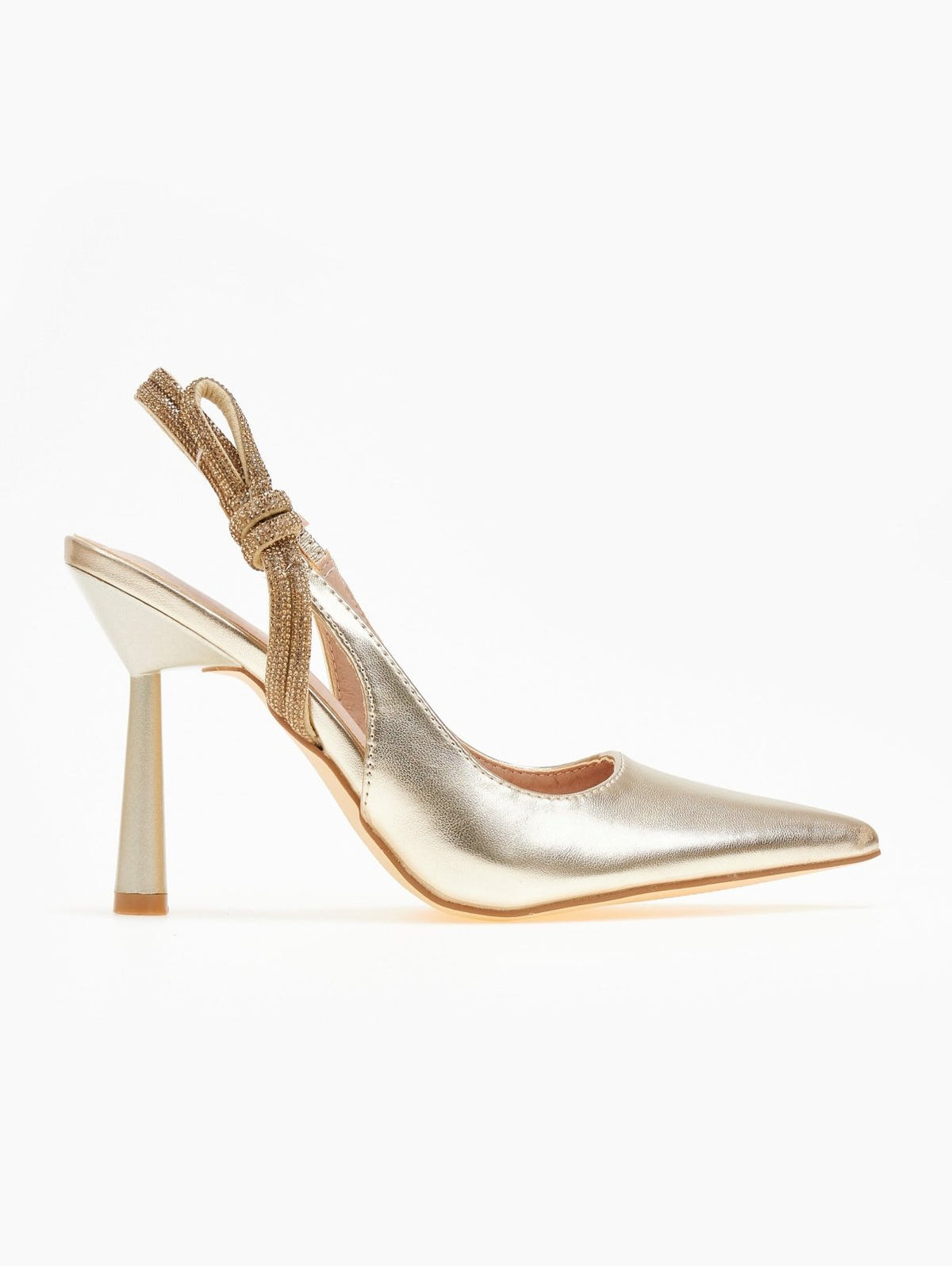 Γόβες μυτερές με στρας - Χρυσό - thefashionproject.gr - Ideal shoes