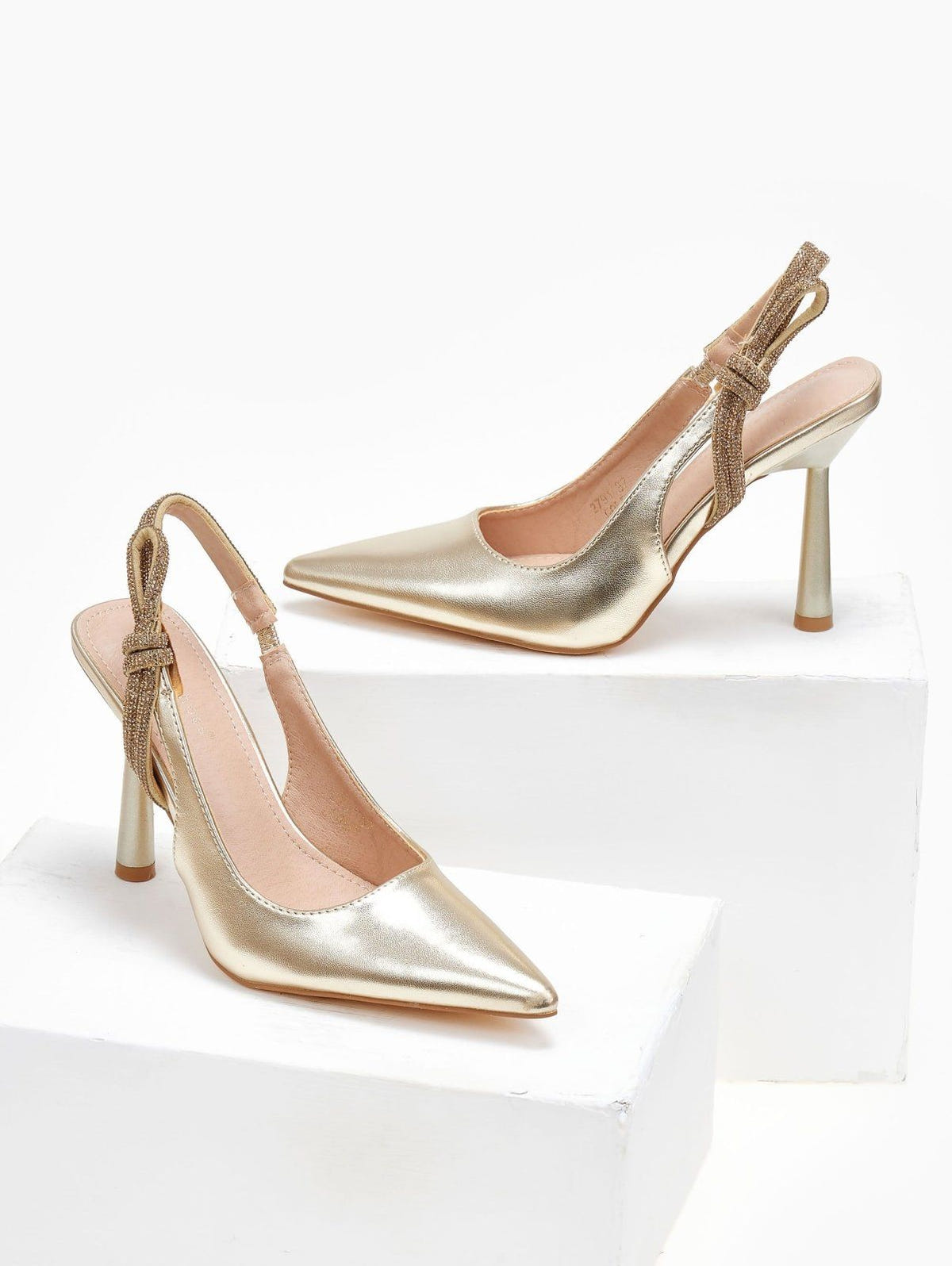 Γόβες μυτερές με στρας - Χρυσό - thefashionproject.gr - Ideal shoes