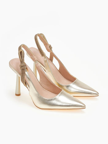 Γόβες μυτερές με στρας - Χρυσό - thefashionproject.gr - Ideal shoes
