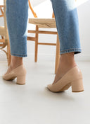 Γόβες μυτερές με χαμηλό τακούνι - Μπεζ - thefashionproject.gr - GIVANA