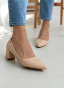 Γόβες μυτερές με χαμηλό τακούνι - Μπεζ - thefashionproject.gr - GIVANA