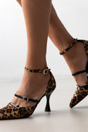 Γόβες μυτερές σατέν με print TFP - Leopard - thefashionproject.gr - TFP