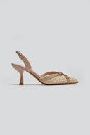 Γόβες μυτερές slingback από ψάθα - Μπεζ - thefashionproject.gr - Ideal shoes