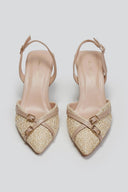 Γόβες μυτερές slingback από ψάθα - Μπεζ - thefashionproject.gr - Ideal shoes