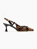 Γόβες μυτερές slingback από συνθετικό ponyskin TFP - Μαύρο/Μπεζ - thefashionproject.gr - TFP