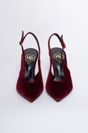 Γόβες μυτερές slingback από velvet ύφασμα TFP - Burgundy - thefashionproject.gr - TFP