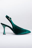 Γόβες μυτερές slingback από velvet ύφασμα TFP - Κυπαρισσί - thefashionproject.gr - TFP