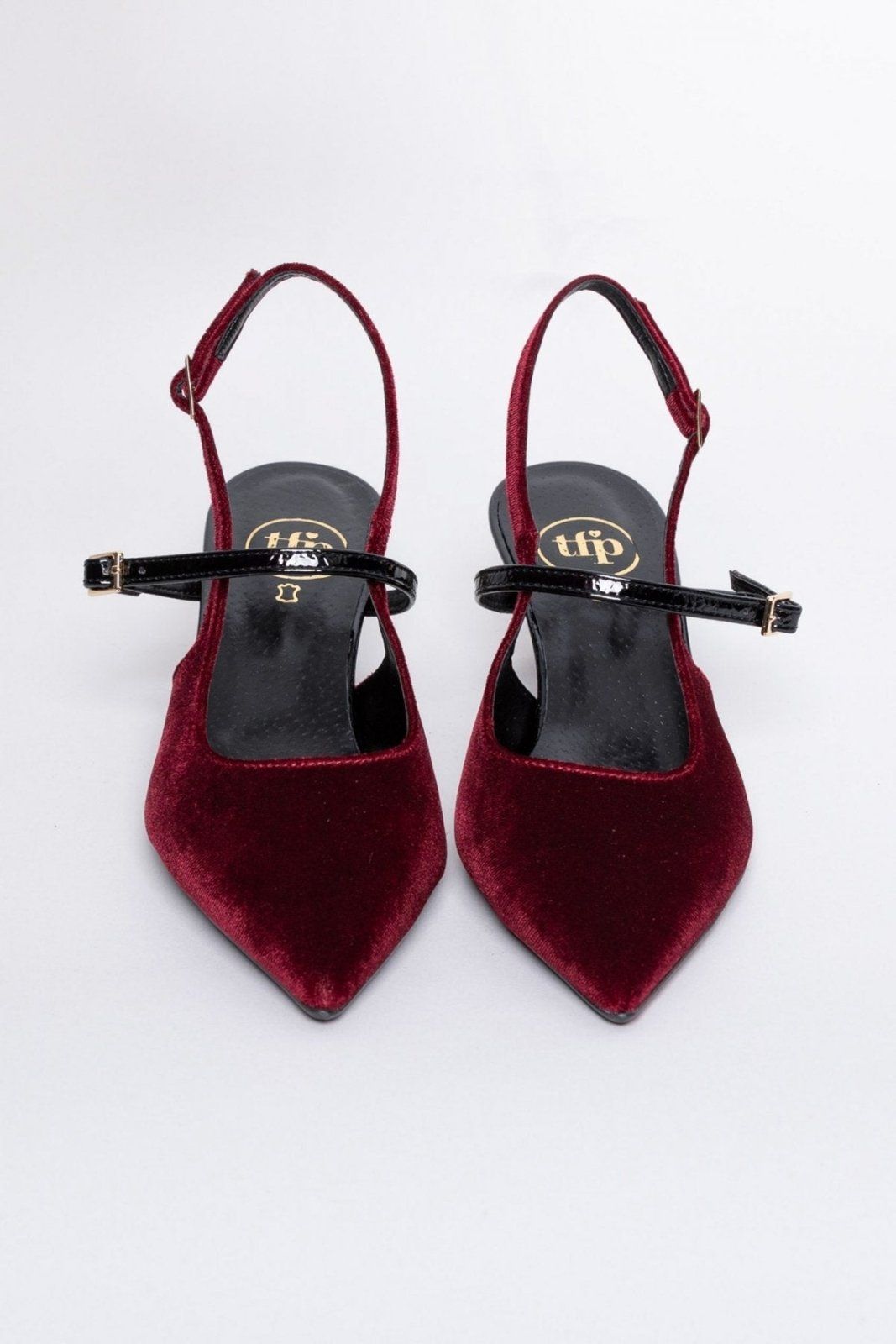 Γόβες μυτερές slingback από ύφασμα velvet TFP - Burgundy - thefashionproject.gr - TFP