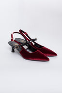 Γόβες μυτερές slingback από ύφασμα velvet TFP - Burgundy - thefashionproject.gr - TFP