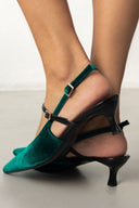Γόβες μυτερές slingback από ύφασμα velvet TFP - Κυπαρισσί - thefashionproject.gr - TFP