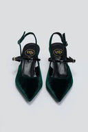 Γόβες μυτερές slingback από ύφασμα velvet TFP - Κυπαρισσί - thefashionproject.gr - TFP