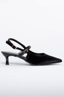 Γόβες μυτερές slingback από ύφασμα velvet TFP - Μαύρο - thefashionproject.gr - TFP