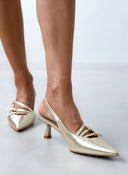 Γόβες μυτερές slingback Erynn - Χρυσό - thefashionproject.gr - ERYNN
