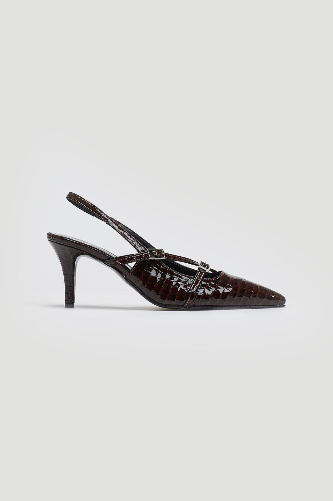 Γόβες μυτερές slingback λουστρίνι TFP - Burgundy - thefashionproject.gr - TFP