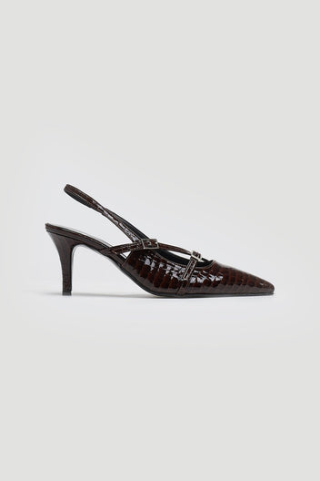 Γόβες μυτερές slingback λουστρίνι TFP - Burgundy - thefashionproject.gr - TFP