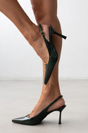 Γόβες μυτερές slingback λουστρίνι TFP - Κυπαρισσί - thefashionproject.gr - TFP
