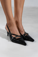 Γόβες μυτερές slingback λουστρίνι TFP - Μαύρο - thefashionproject.gr - TFP