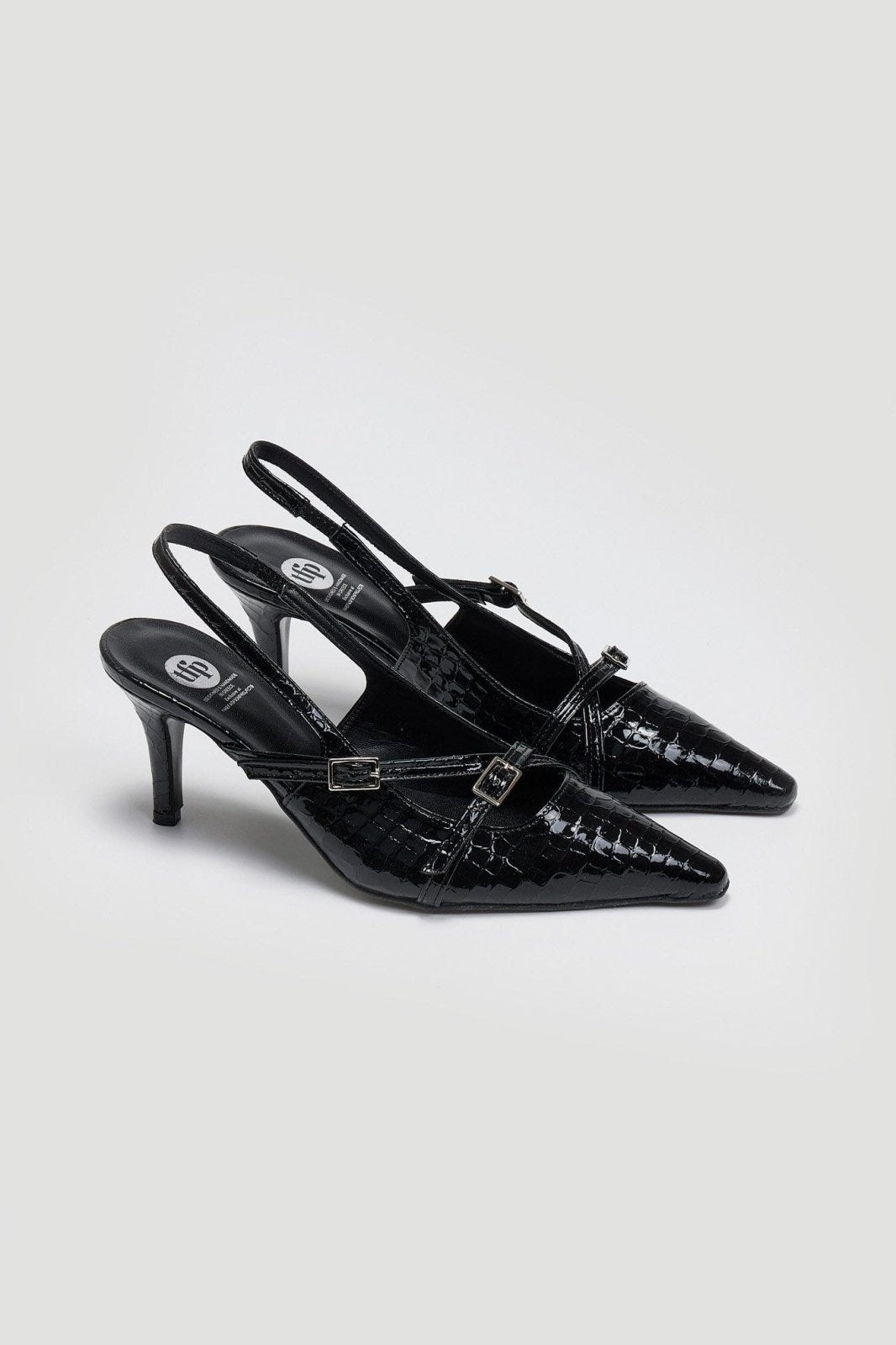 Γόβες μυτερές slingback λουστρίνι TFP - Μαύρο - thefashionproject.gr - TFP
