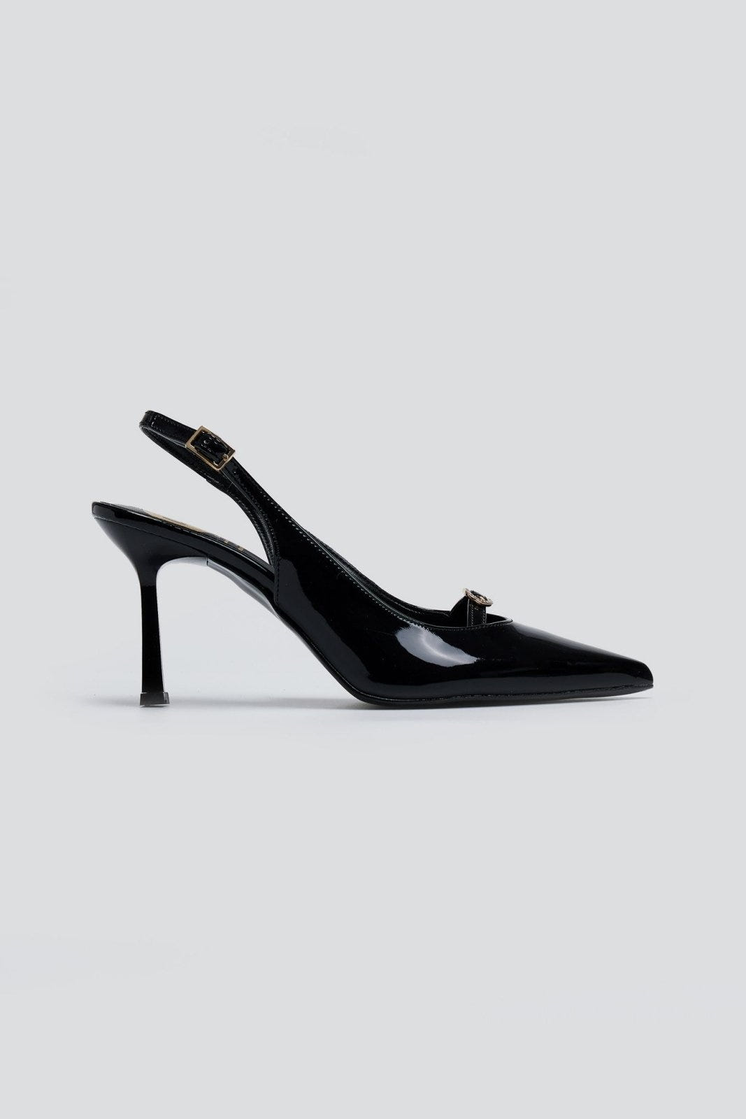 Γόβες μυτερές slingback λουστρίνι TFP - Μαύρο - thefashionproject.gr - TFP