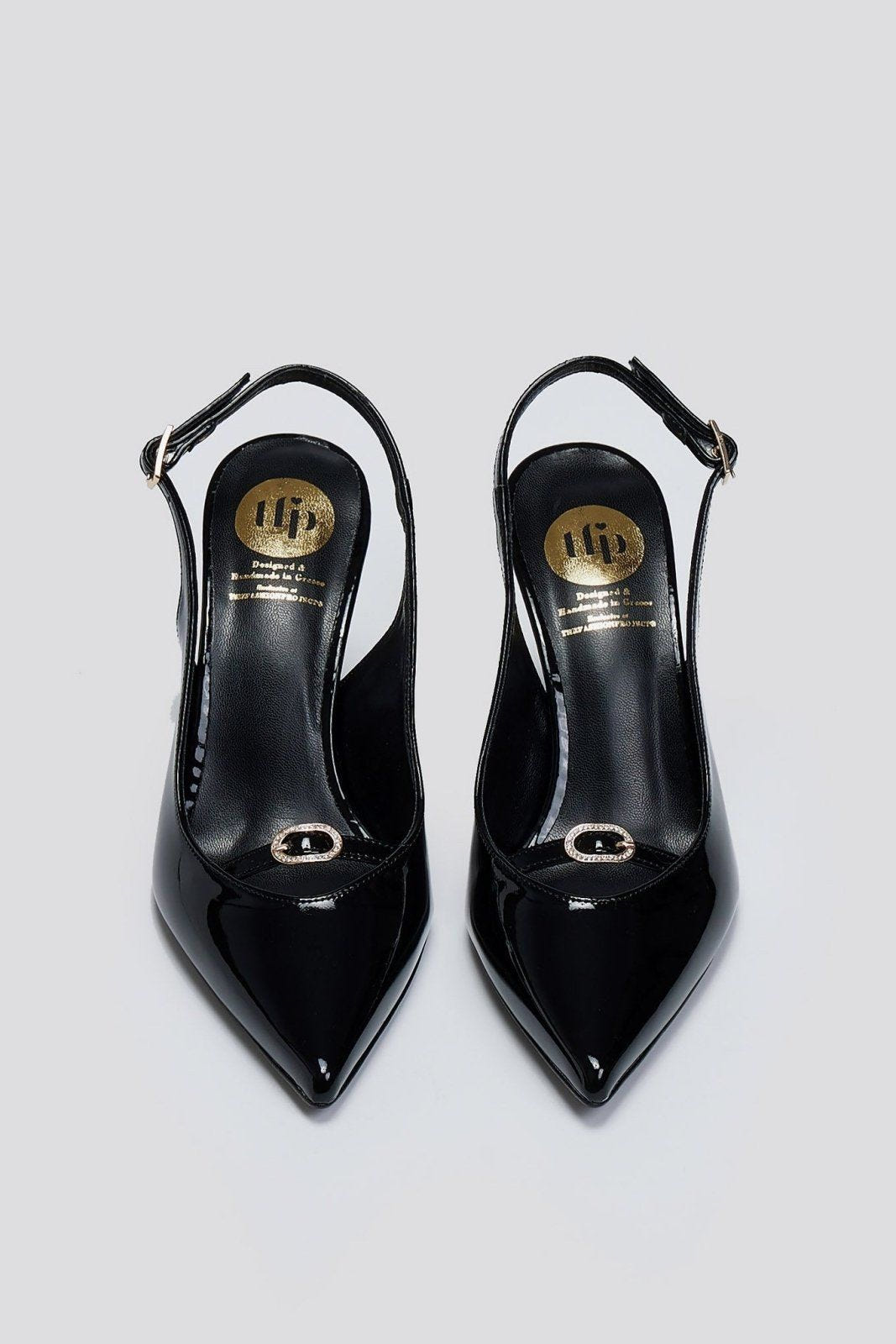 Γόβες μυτερές slingback λουστρίνι TFP - Μαύρο - thefashionproject.gr - TFP