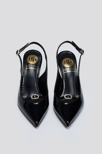 Γόβες μυτερές slingback λουστρίνι TFP - Μαύρο - thefashionproject.gr - TFP