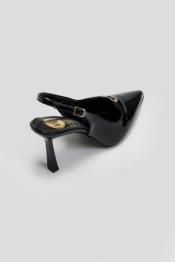 Γόβες μυτερές slingback λουστρίνι TFP - Μαύρο - thefashionproject.gr - TFP