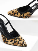Γόβες μυτερές slingback με print TFP - Leopard - thefashionproject.gr - TFP