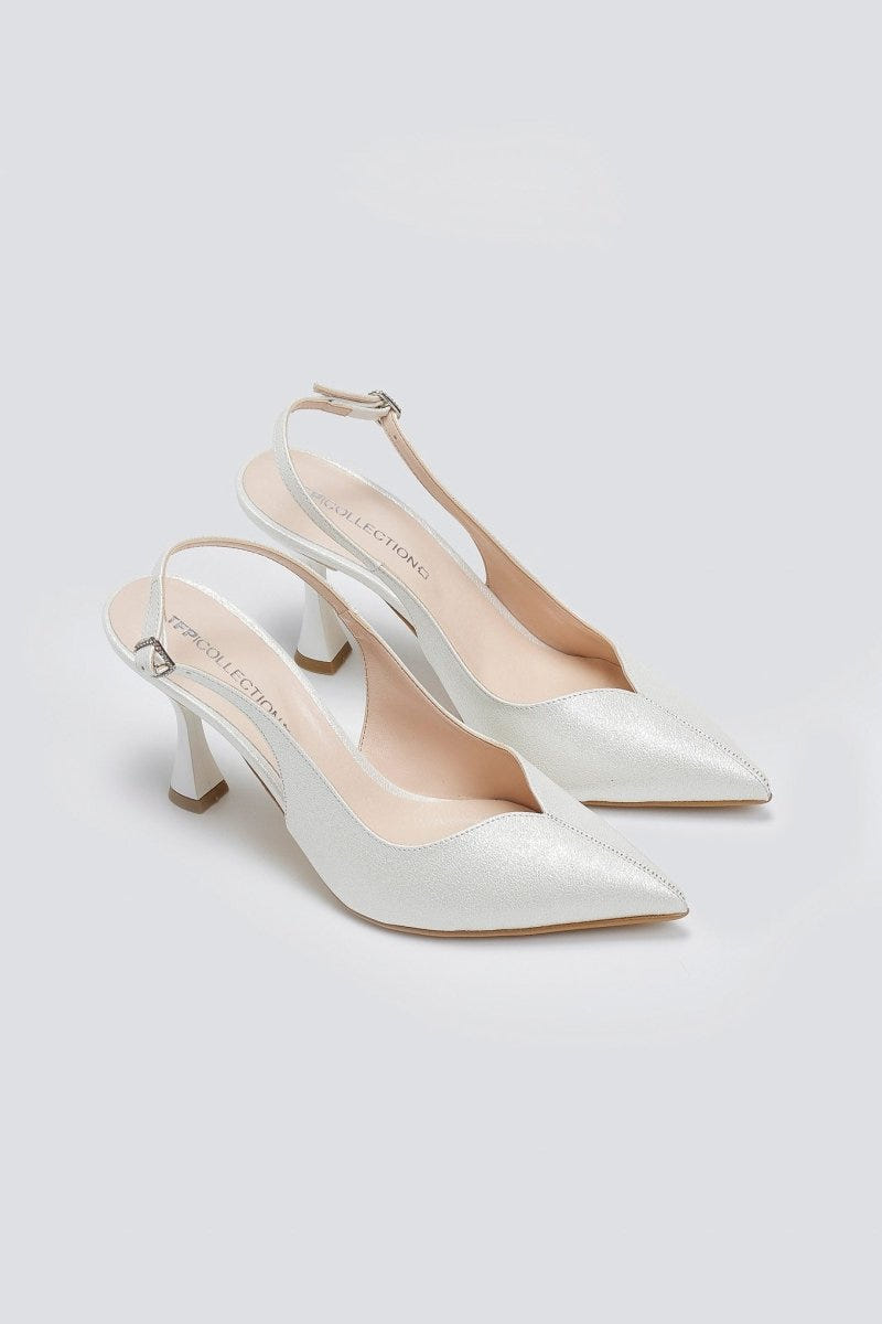 Γόβες μυτερές slingback TFP - Λευκό Πέρλα - thefashionproject.gr - TFP