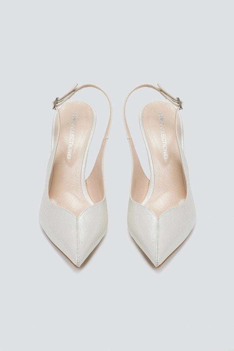 Γόβες μυτερές slingback TFP - Λευκό Πέρλα - thefashionproject.gr - TFP