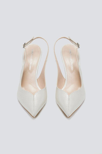 Γόβες μυτερές slingback TFP - Λευκό Πέρλα - thefashionproject.gr - TFP