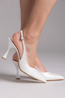 Γόβες μυτερές slingback TFP - Λευκό Πέρλα - thefashionproject.gr - TFP