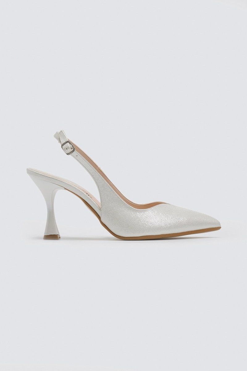 Γόβες μυτερές slingback TFP - Λευκό Πέρλα - thefashionproject.gr - TFP