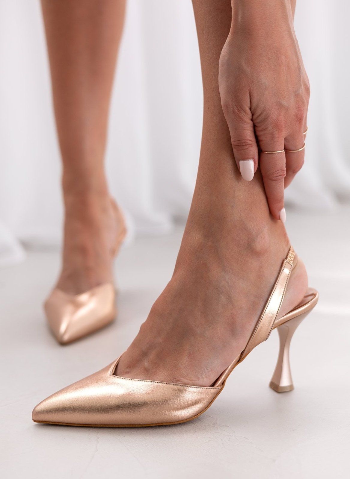 Γόβες μυτερές slingback TFP - Χαλκός - thefashionproject.gr - TFP