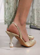 Γόβες μυτερές slingback TFP - Χρυσό - thefashionproject.gr - TFP