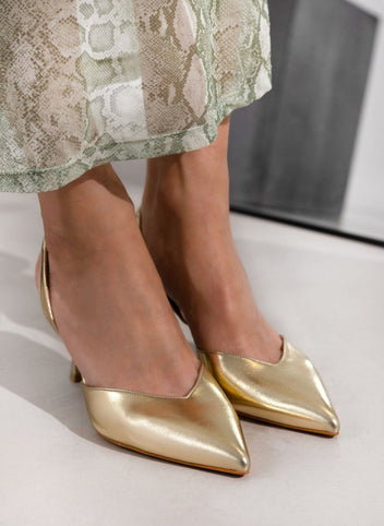 Γόβες μυτερές slingback TFP - Χρυσό - thefashionproject.gr - TFP