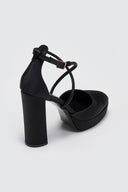 Γόβες σατέν με φιάπα και στρας TFP - Μαύρο - thefashionproject.gr - TFP