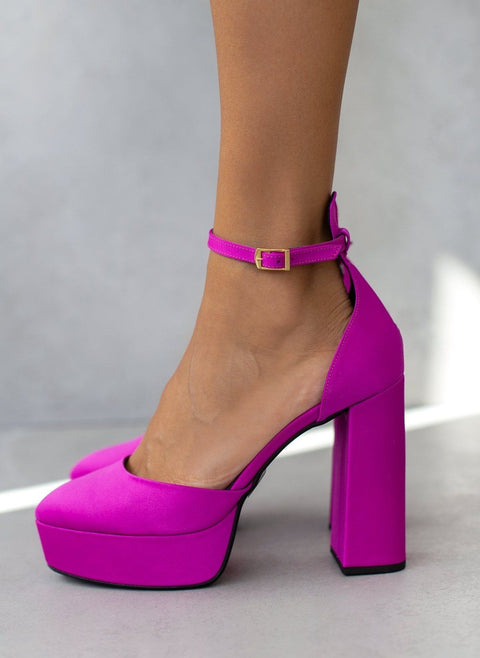 Satin Platform Décolleté - Magenta